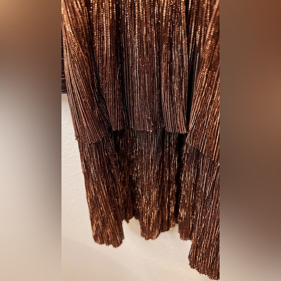 LIKE NEW Sabina Musayev brown metallic tiered dress size small retail $400-$500 - Picture 9 of 13